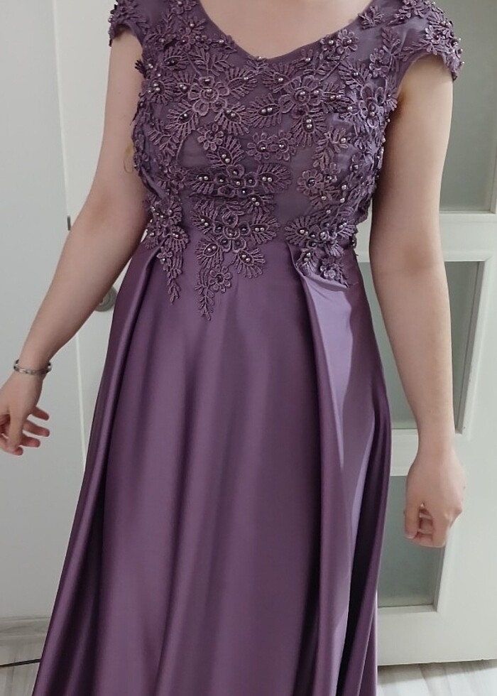 gece elbisesi hiç giyilmedi Sıfır lila rengi - Görsel 2