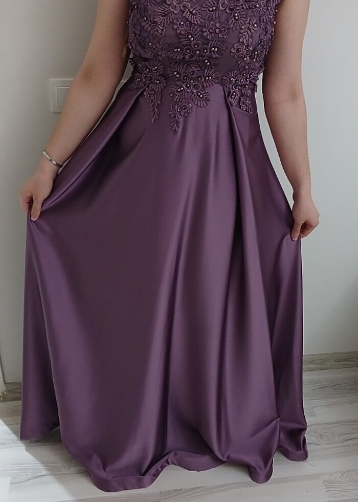 gece elbisesi hiç giyilmedi Sıfır lila rengi - Görsel 3