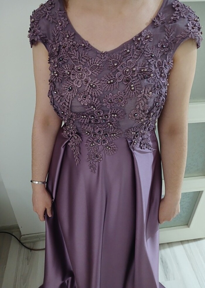 gece elbisesi hiç giyilmedi Sıfır lila rengi - Görsel 4