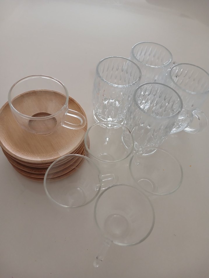 Bambu Tabanlı Cam Fincan ve Bardak Seti - Görsel 2