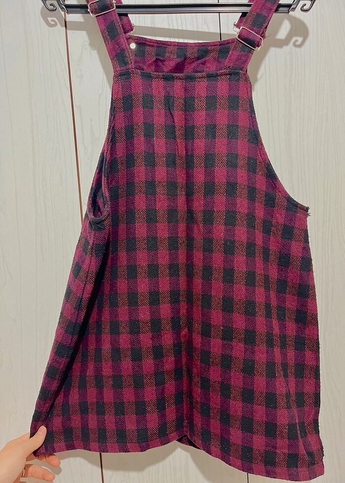 Cep detaylı ekose salopet - Görsel 2