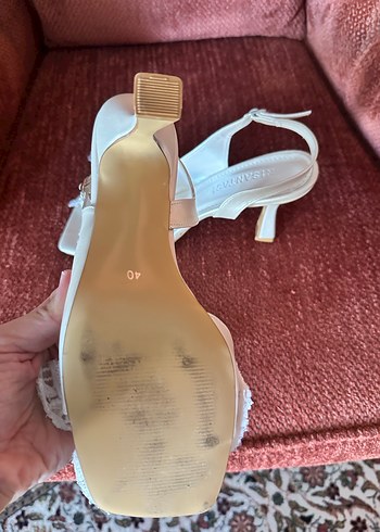 Dantel Detaylı Beyaz Stiletto Gelin Ayakkabısı - Görsel 3