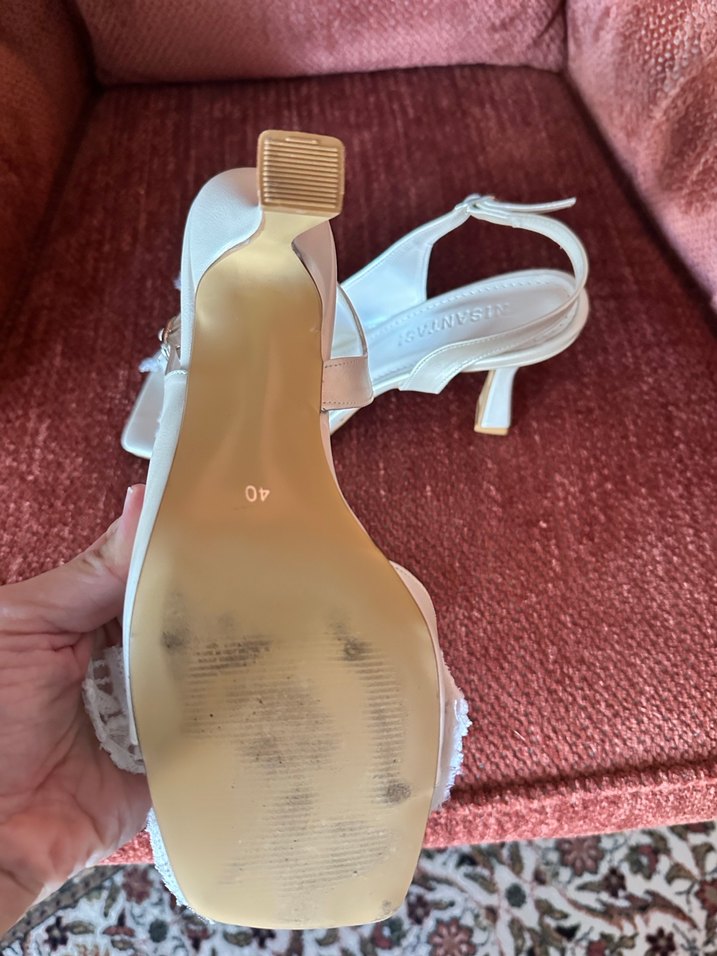 Dantel Detaylı Beyaz Stiletto Gelin Ayakkabısı - Görsel 3