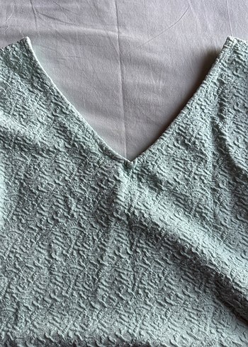 H&M Turkuaz V Yaka Mini Bluz - Görsel 3