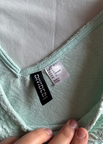 H&M Turkuaz V Yaka Mini Bluz - Görsel 2