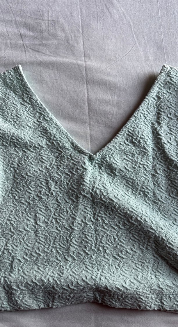 H&M Turkuaz V Yaka Mini Bluz - Görsel 3