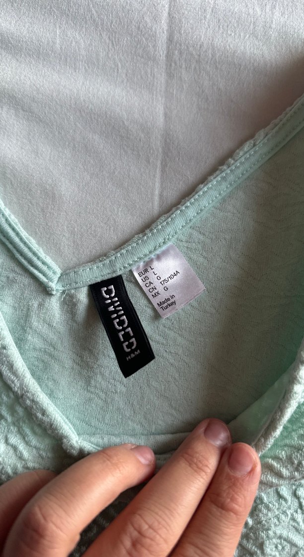 H&M Turkuaz V Yaka Mini Bluz - Görsel 2