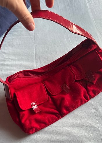 Kırmızı Süet Kadın Omuz Çantası - Görsel 5