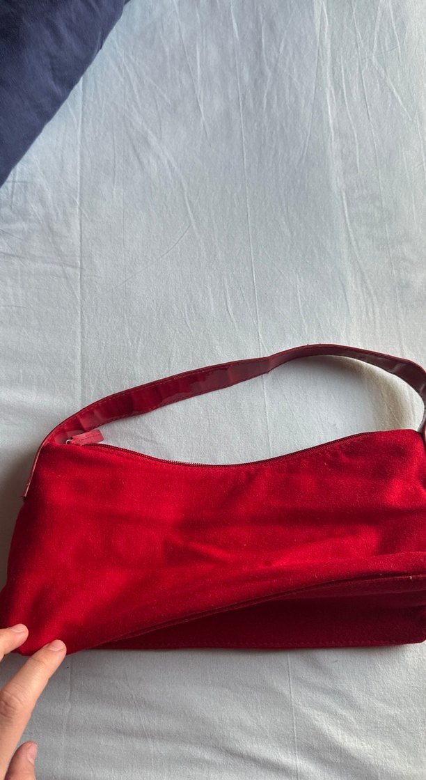 Kırmızı Süet Kadın Omuz Çantası - Görsel 4