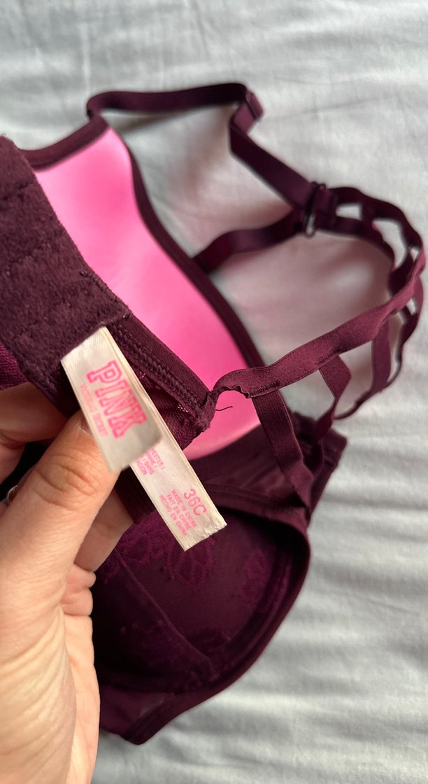 VS Pink Bordo Gotik Desenli Midi Sütyen - Görsel 2