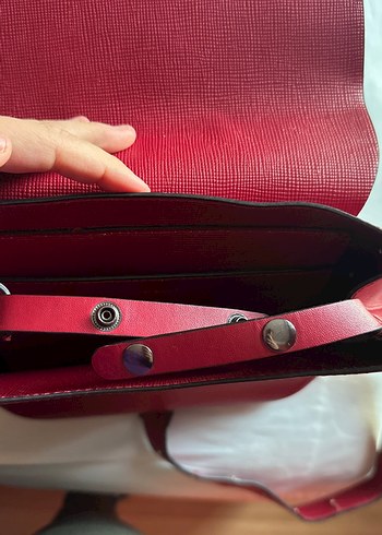 Zara Kırmızı Deri Kadın Sırt Çantası - Görsel 3