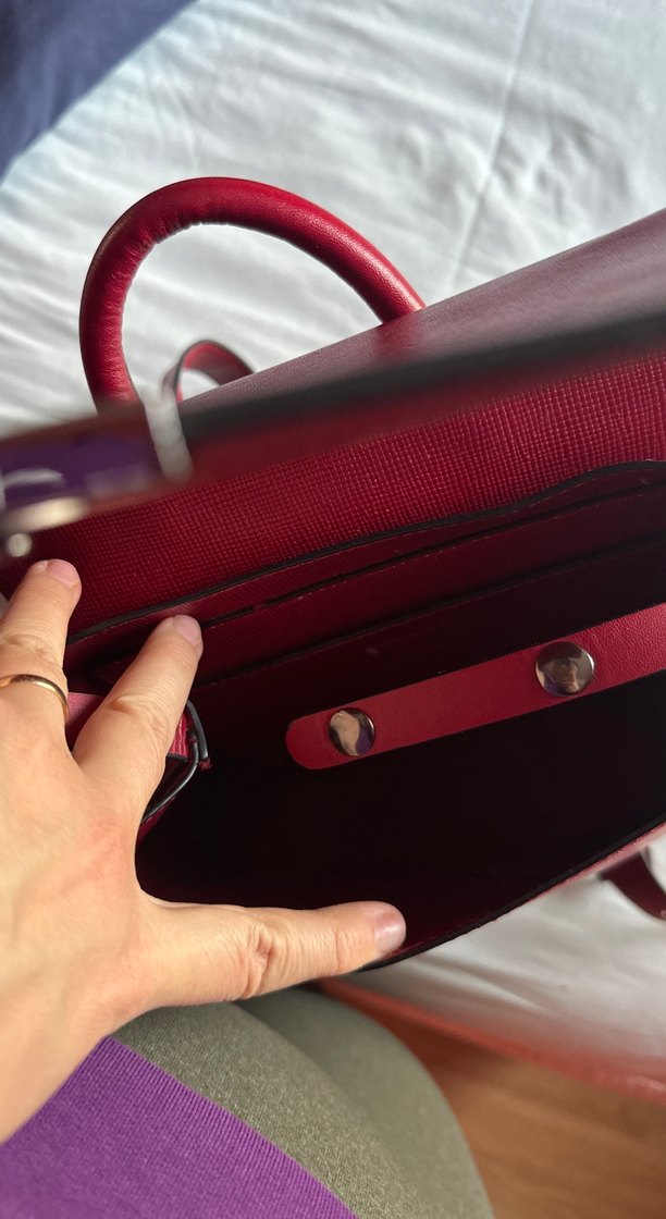 Zara Kırmızı Deri Kadın Sırt Çantası - Görsel 5