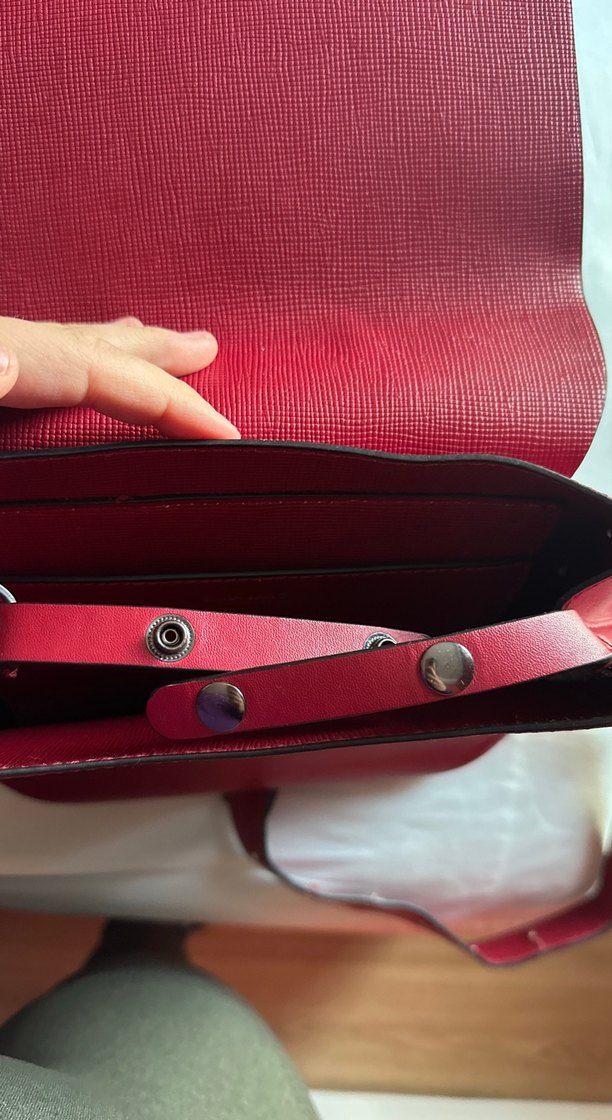 Zara Kırmızı Deri Kadın Sırt Çantası - Görsel 3