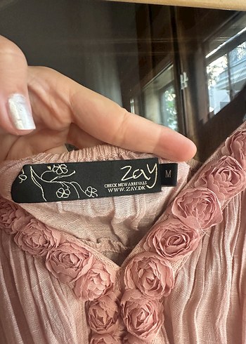 Nakışlı V Yaka Uzun Bohem Elbise - Görsel 4