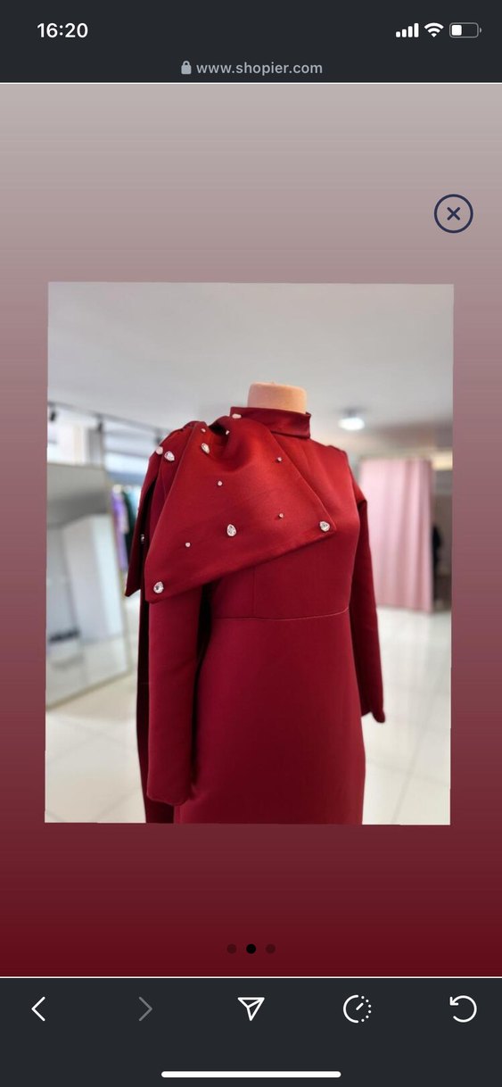 Bordo İşlemeli Uzun Abiye Elbise - Görsel 3