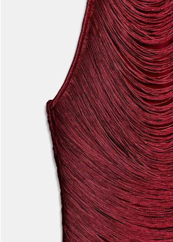 Zara Kırmızı Püsküllü Mini Elbise - Görsel 6