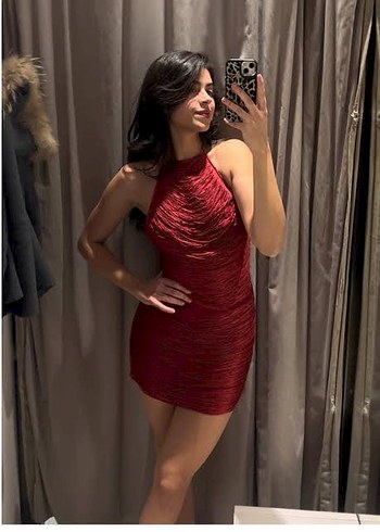 Zara Kırmızı Püsküllü Mini Elbise - Görsel 3