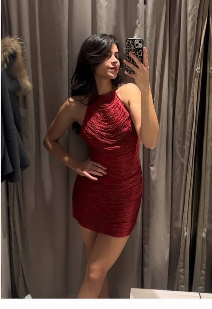 Zara Kırmızı Püsküllü Mini Elbise - Görsel 3