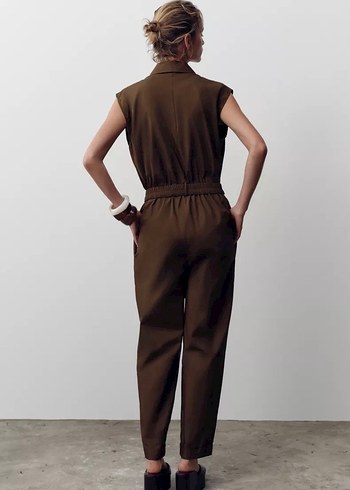 Zara uzun poplin tulum - Görsel 5