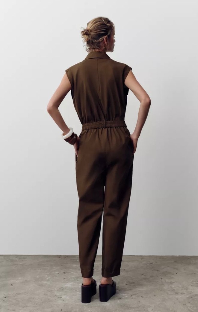 Zara uzun poplin tulum - Görsel 5