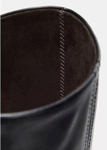 Zara Kadın Siyah Deri Topuklu Çizme - Görsel 6