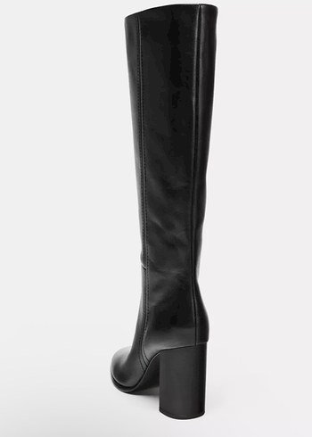 Zara Kadın Siyah Deri Topuklu Çizme - Görsel 5