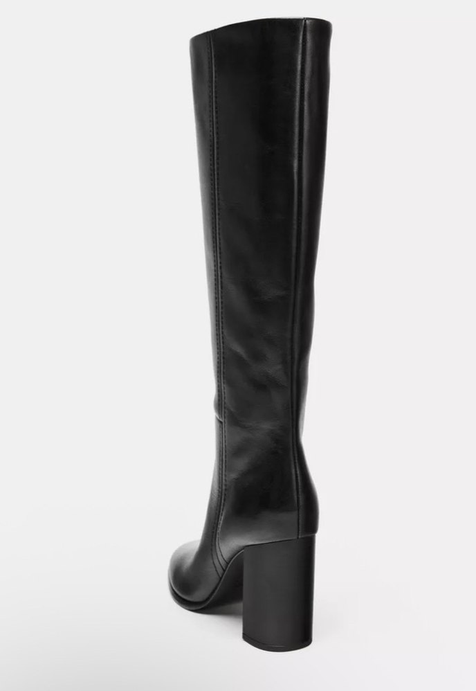 Zara Kadın Siyah Deri Topuklu Çizme - Görsel 5