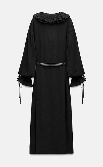 Zara Zw collection fırfırlı midi elbise
