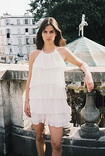 Zw collection fırfırlı halter elbise