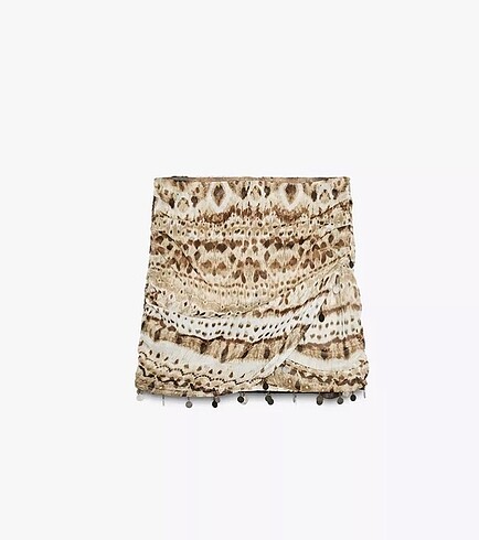 Zara boncuklu desenli mini etek