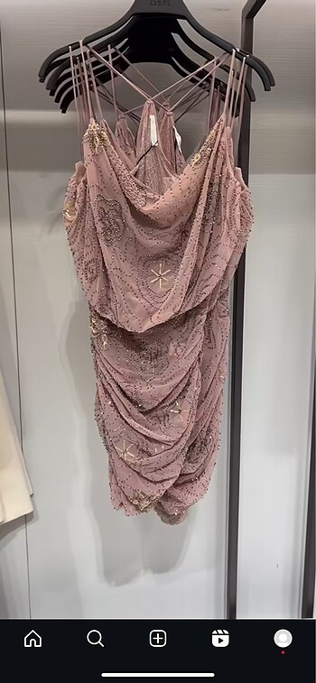 Zara Zara boncuklu ve pullu mini elbise