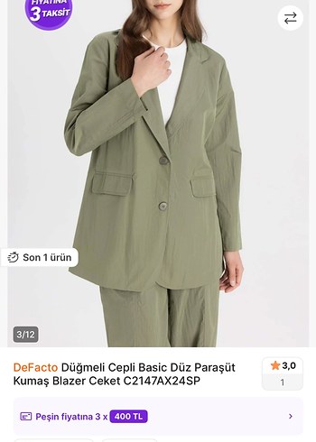 DeFacto Düğmeli Cepli Basic Blazer Ceket - Görsel 2