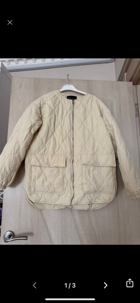 Bej Kadın Fermuarlı Keten Ceket - Görsel 2