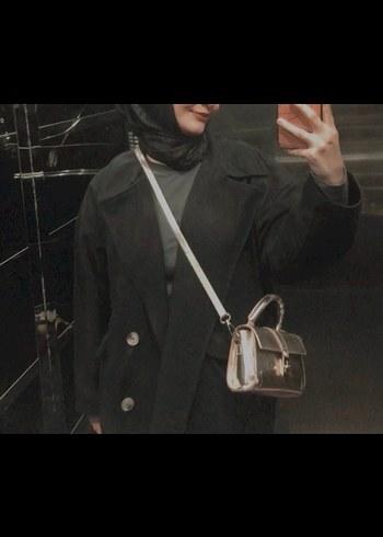 Siyah Uzun Yün Kaban - Görsel 3