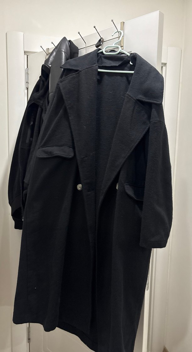 Siyah Uzun Yün Kaban - Görsel 2