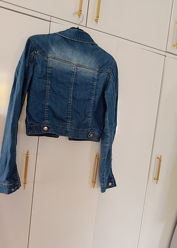 38 Beden Düğmeli Mavi Jean Ceket