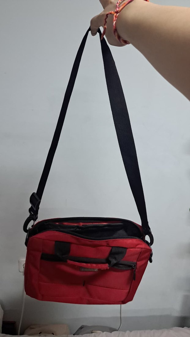 Kırmızı Fermuarlı Erkek Omuz Çantası - Görsel 2