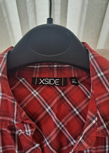 Kırmızı Ekose Düğmeli Kadın Gömlek - Görsel 3