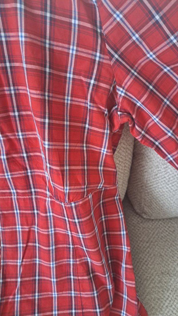 Kırmızı Ekose Düğmeli Kadın Gömlek - Görsel 2