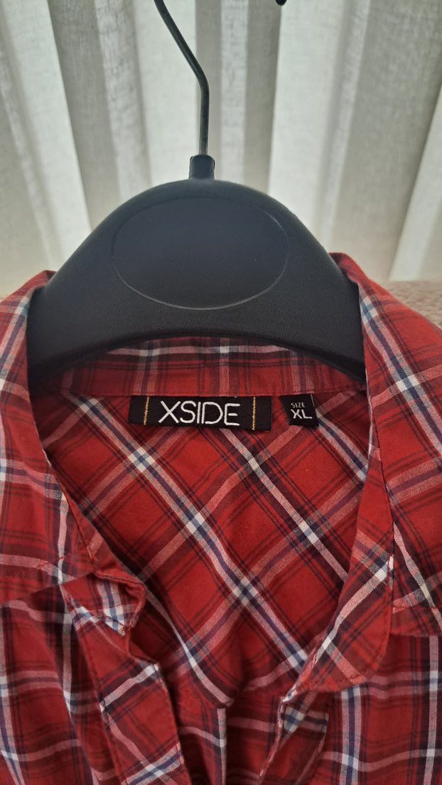 Kırmızı Ekose Düğmeli Kadın Gömlek - Görsel 3