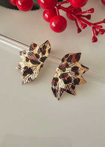 Zara Leopar Desenli Zara Model Bohem Küpe