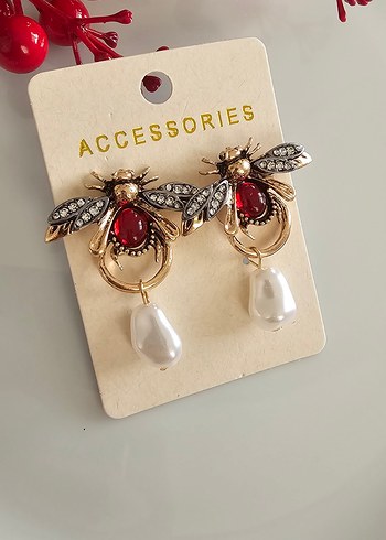 Beden altın Renk Altın Renk Mini Boncuklu Zara model Arı Küpeler