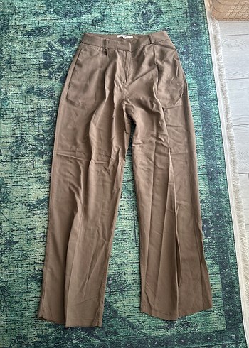 s Beden camel Renk Koton Bej Düğmeli Kadın Keten Kumaş Pantolon