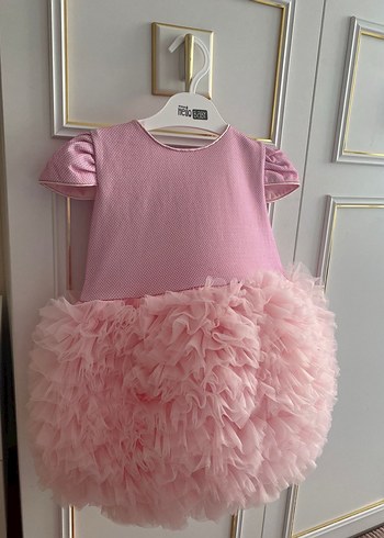 Diğer Pembe Fırfırlı Kız Çocuk Elbisesi