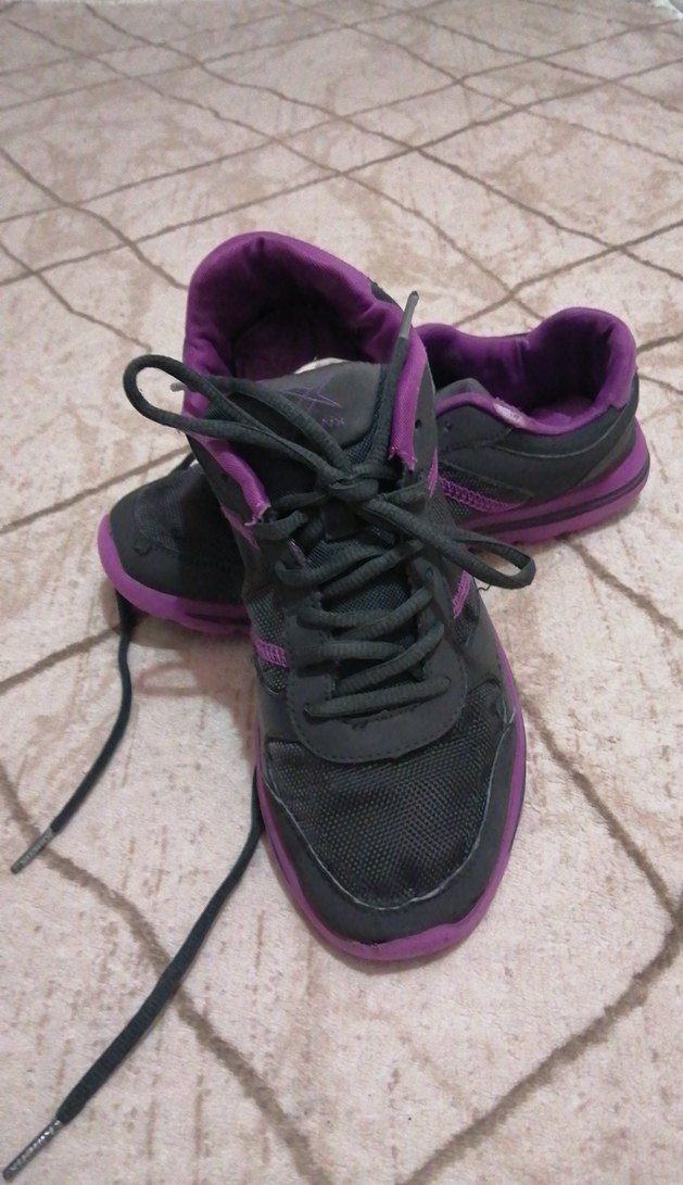 Mor Siyah Bağcıklı Spor Kadın Spor Ayakkabısı - Görsel 2