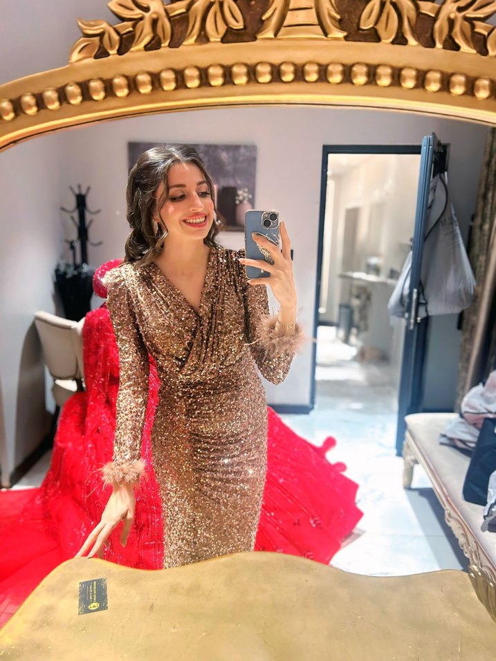 rose Gold pullu ışıltılı elbise - Görsel 2