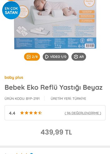 Bebek Eko Reflü Yastığı Beyaz - Görsel 2