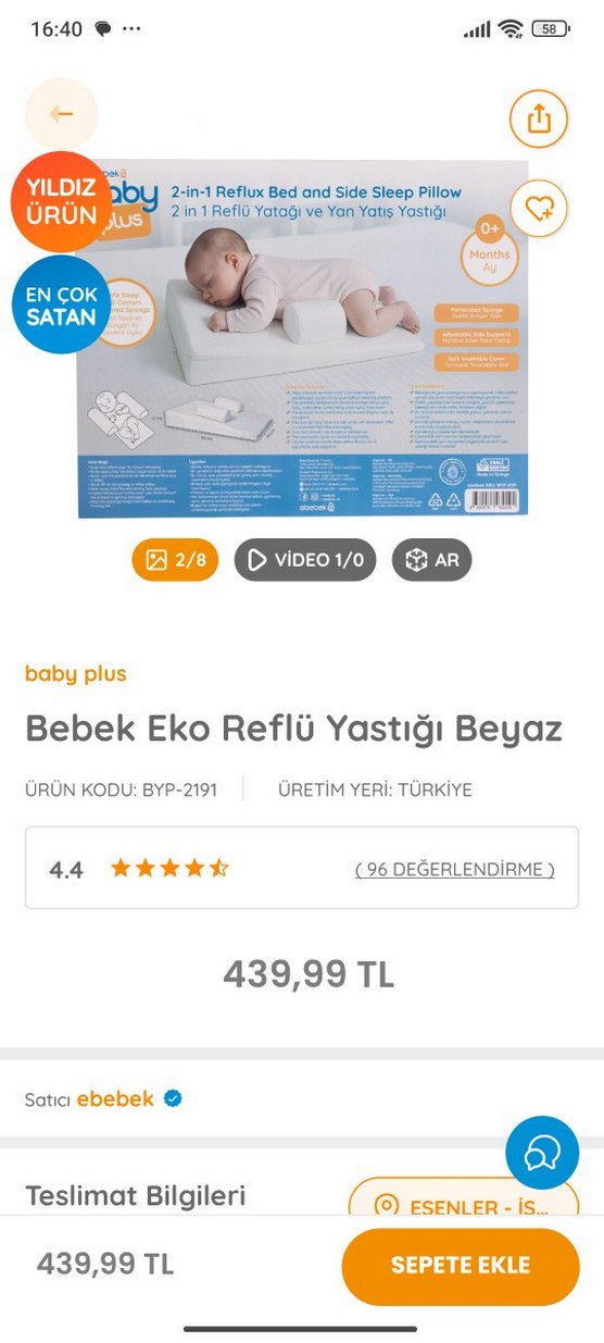 Bebek Eko Reflü Yastığı Beyaz - Görsel 2