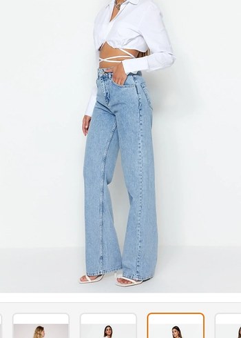 Geniş Kesim Midi Kadın Kot Pantolon - Görsel 3