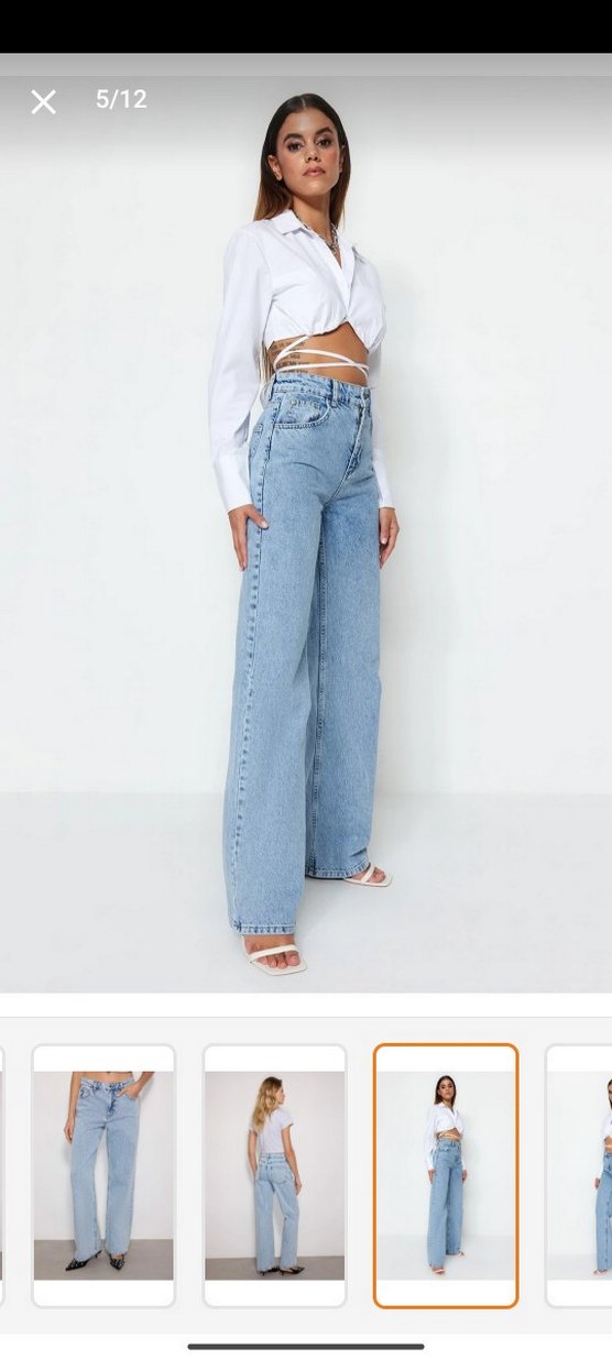 Geniş Kesim Midi Kadın Kot Pantolon - Görsel 2